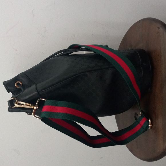 Authentic Vintage Gucci GG Monogram Micro Guccissima Web Drawstring Bucket Bag - Picture 5 of 9